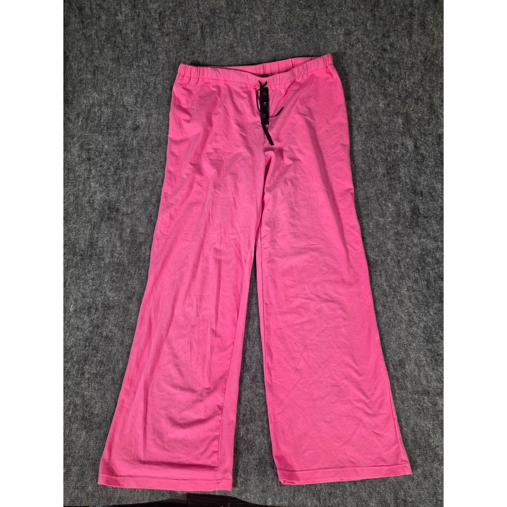 Betsey Johnson Lounge Pants Womens Large Pink Wide Leg Pajama Lace Up NWT